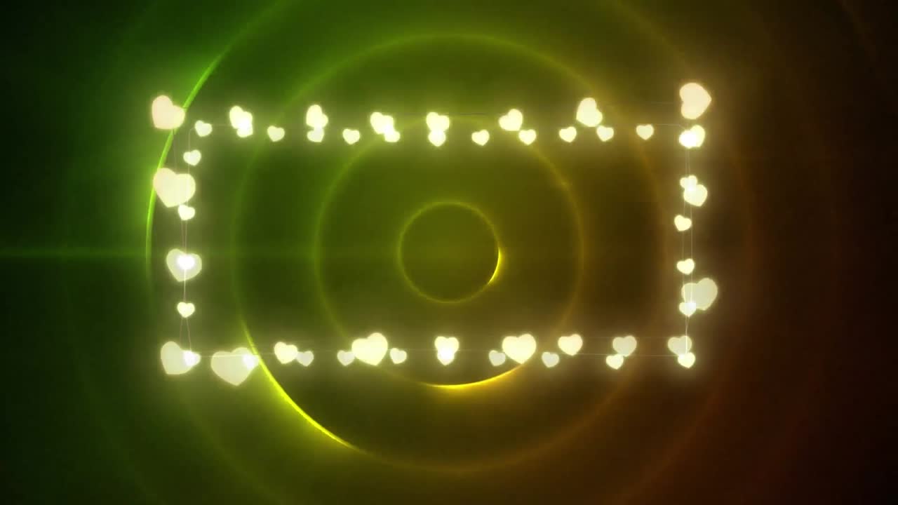 녹색 원 위에 복사 공간과 함께 크리스마스 장식 요정 불빛의 애니메이션