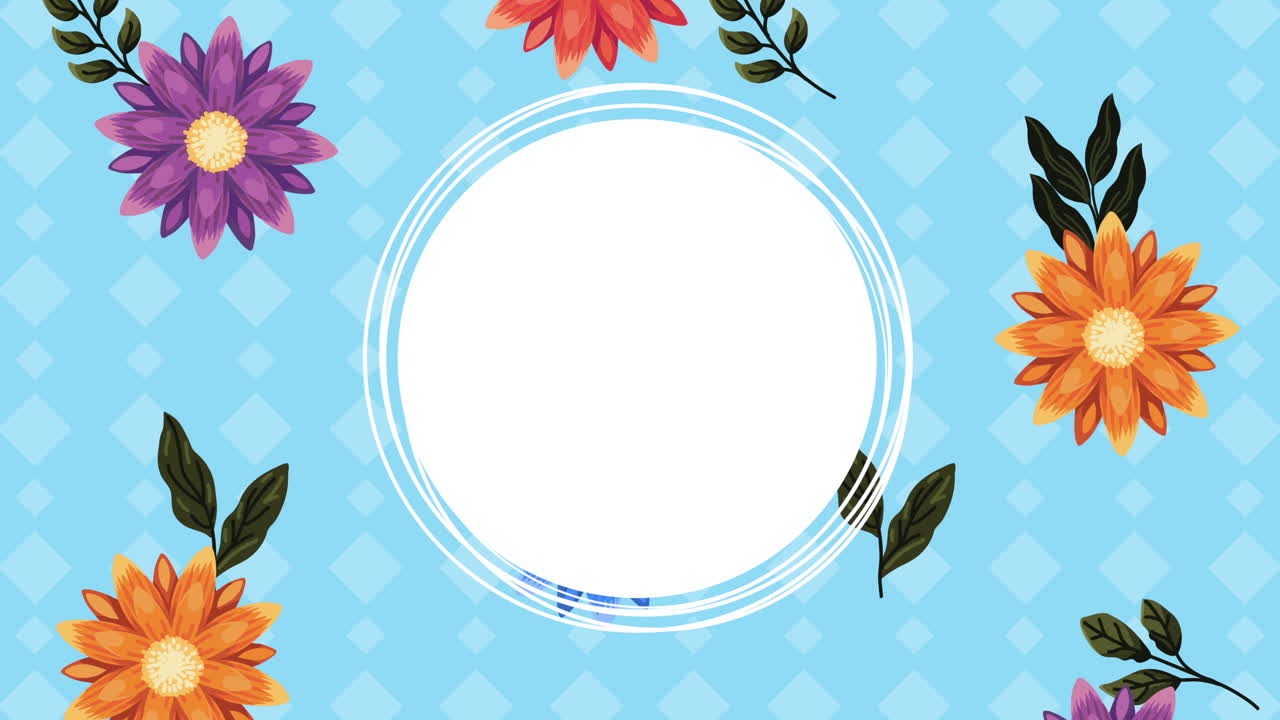 Floral Background with Circle Frame