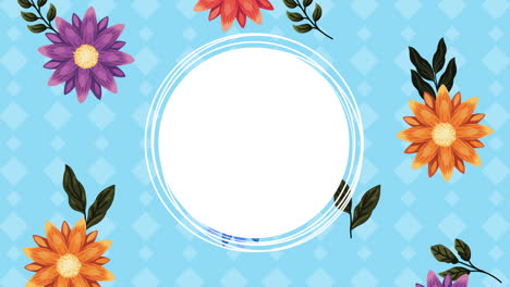 floral background with circle frame