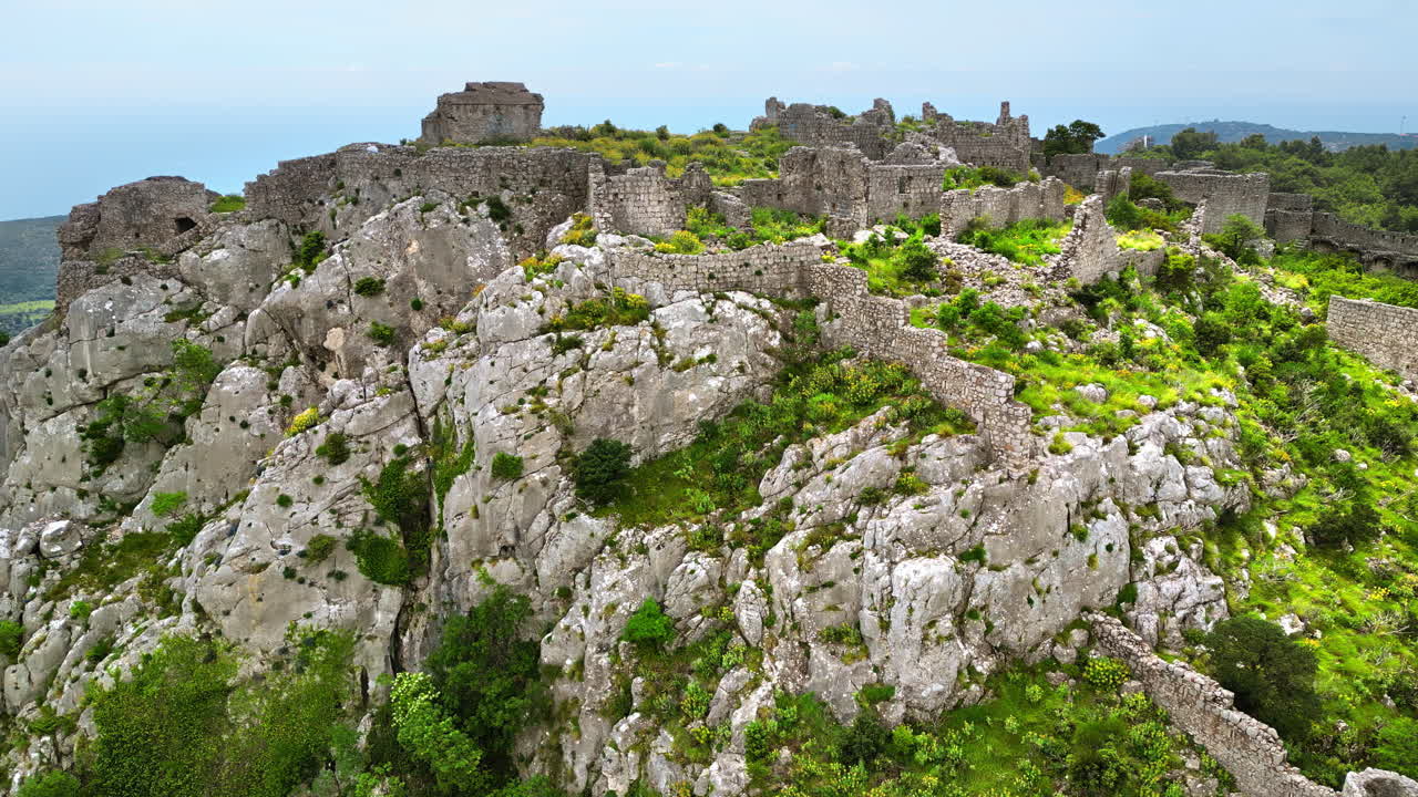Aerial, drone view of the Haj Nehaj Fortress in Sutomore, Montenegro