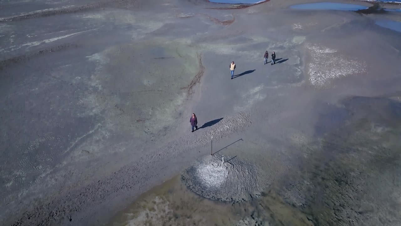 An aerial shot of the mysterious Maribilite formations that were first discovered in 2019 on the shores of the Great Salt Lake
