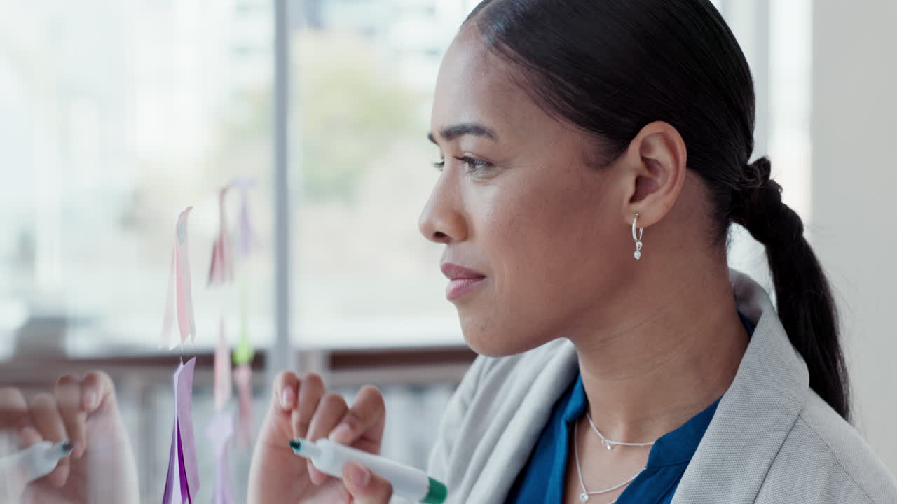 mujer de negocios, lluvia de ideas