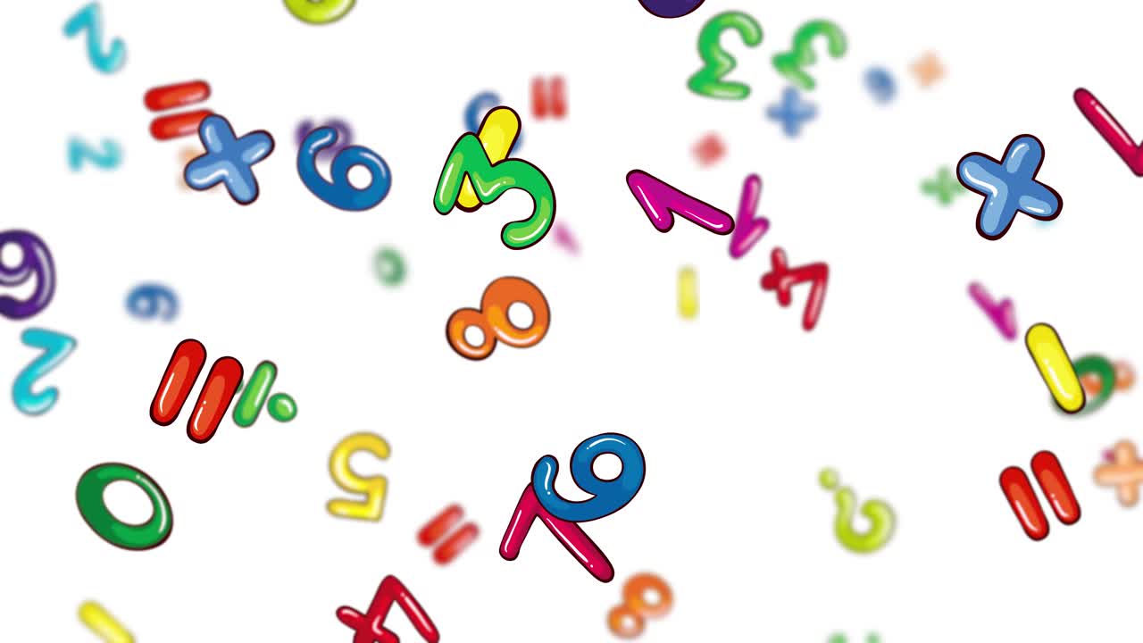 números vibrantes y símbolos lloviendo