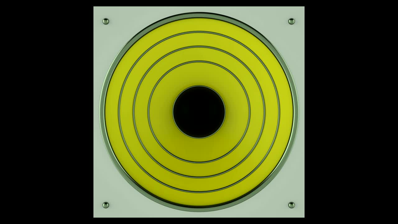 animación en 3d de un altavoz aislado. en bucle.
