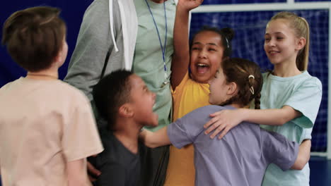 happy kids in sports center