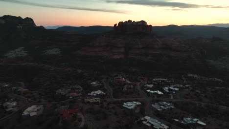 Sandstone-Butte-Near-The-Town-In-Sedona-During-Golden-Hour-In-Arizona
