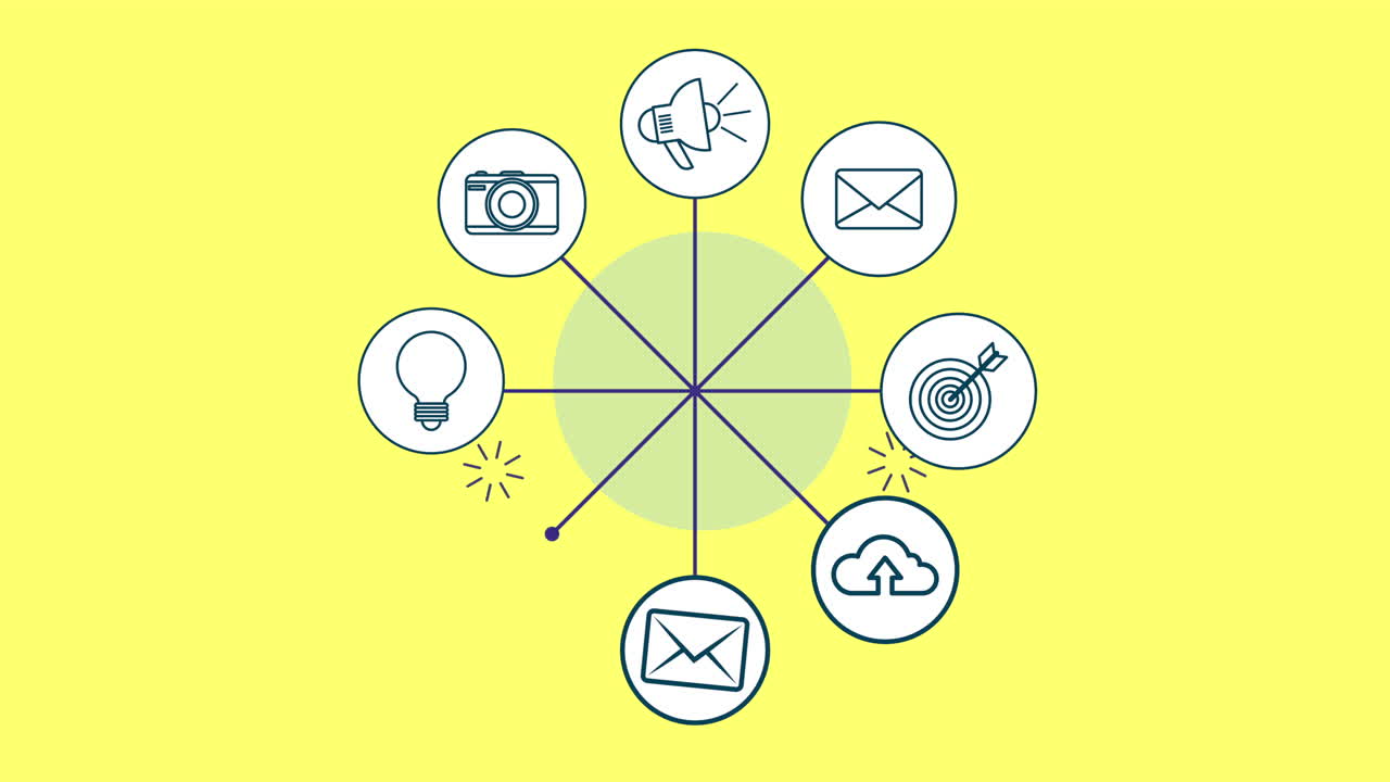 social media marketing icons animation