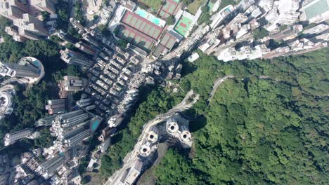 aerial view of hong kong waterfront skyscrapers and coastline