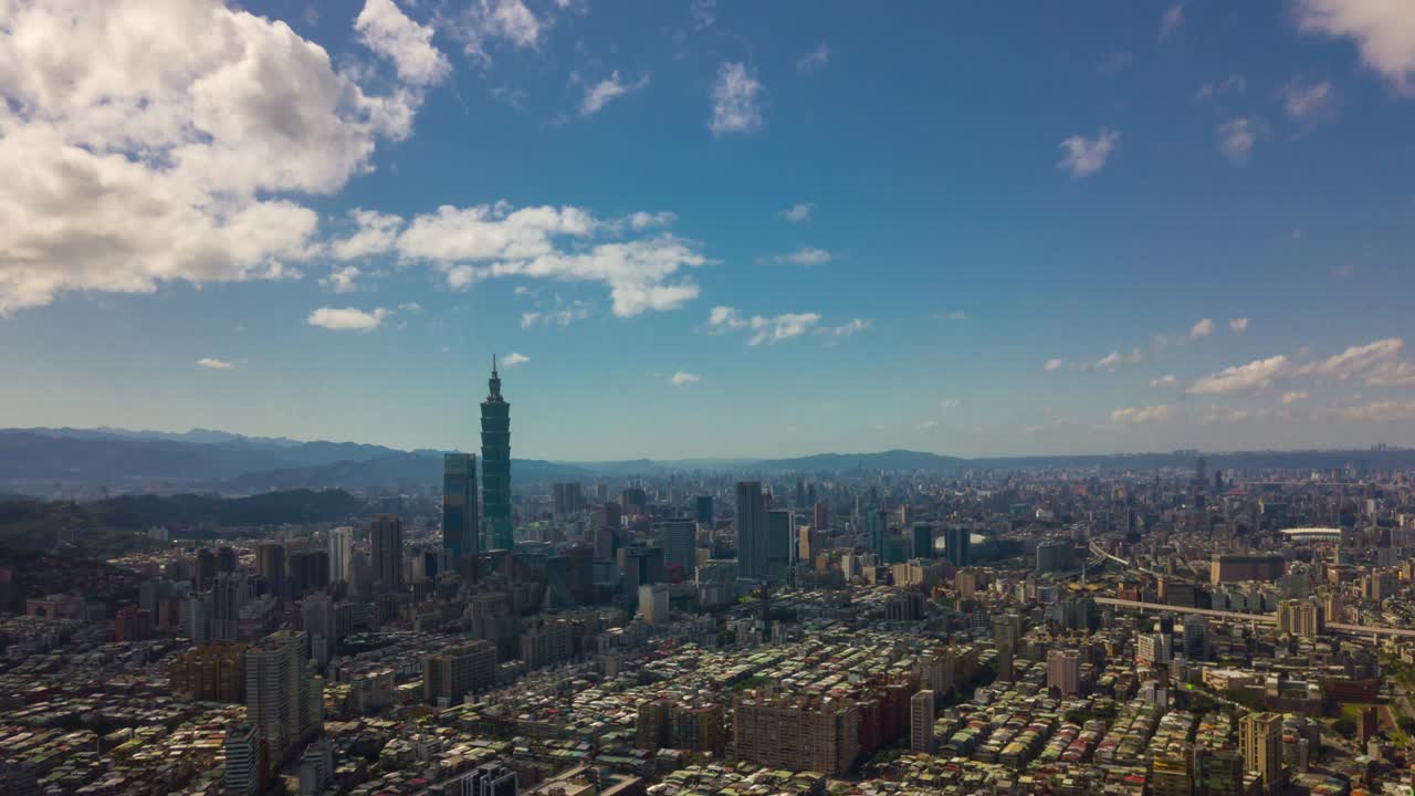 día soleado paisaje urbano de taipei centro de la ciudad panorama aéreo 4k timelapse taiwán