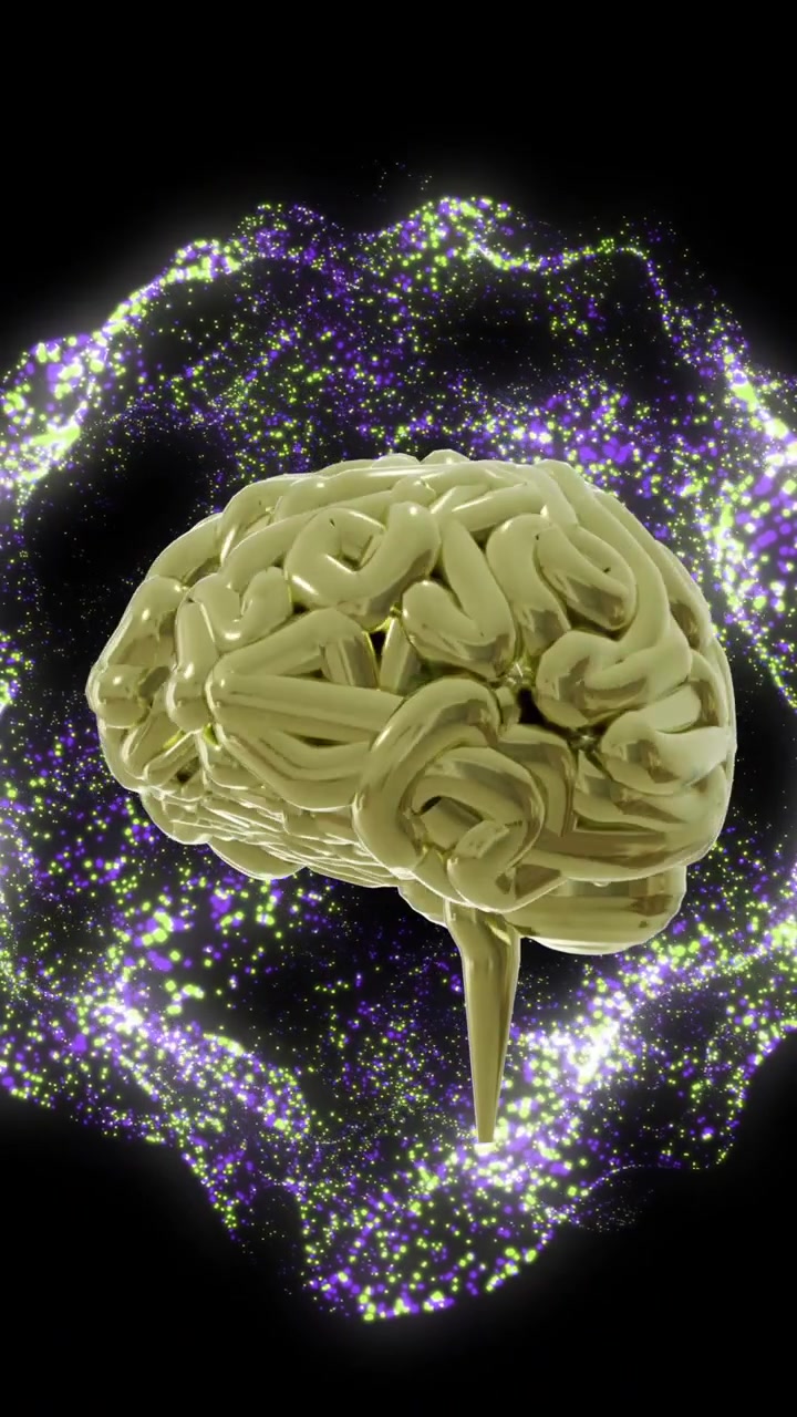 Animazione di cervello AI, globo con connessioni ed elaborazione dati su sfondo nero