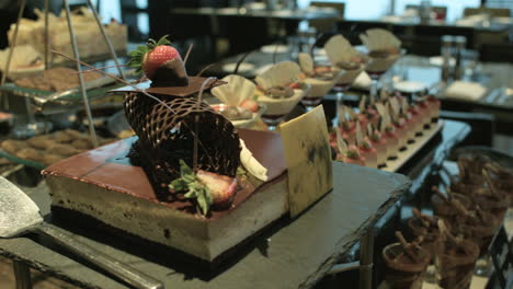 Panning-Shot-of-Desserts-In-Buffet-Restaurant