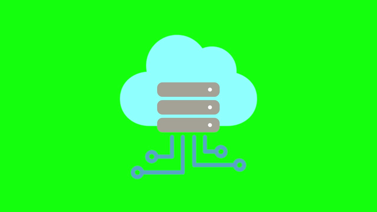 Color cloud server database hosting icon flat 10 animations green screen chroma key