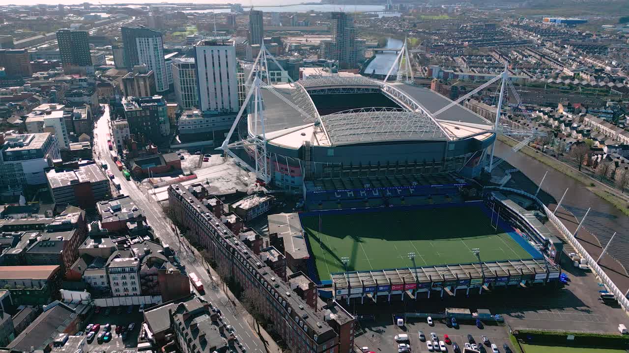 Aerial View of Principality Stadium in Cardiff, Wales