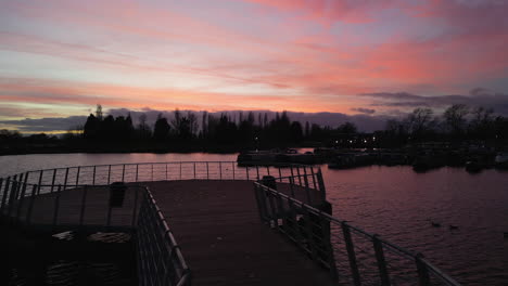 sunset over the lake at billing aquadrome