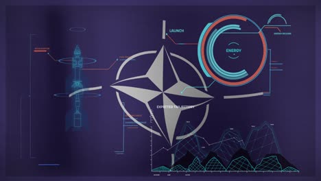 animation of data processing over flag of nato