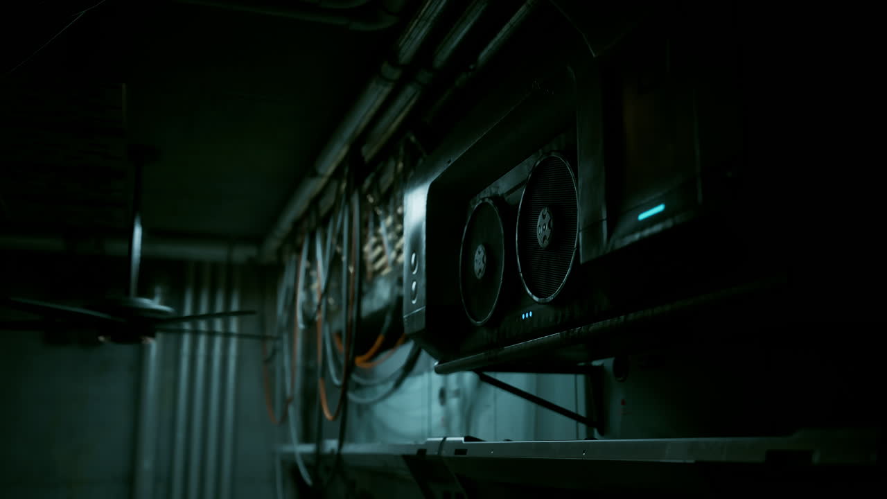 Close up of a high-end graphics card in a server rack