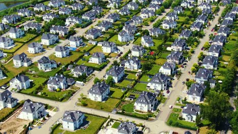 street with new homes in spring season