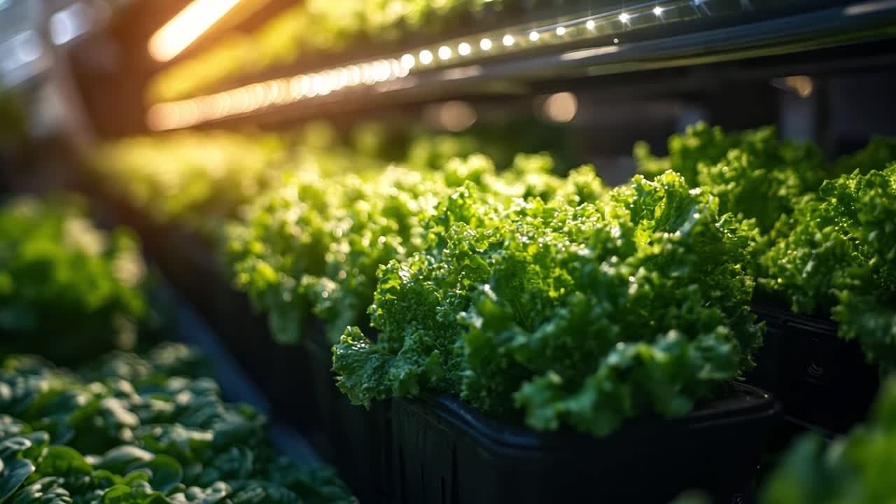 Hydroponic Lettuce Growing Indoors