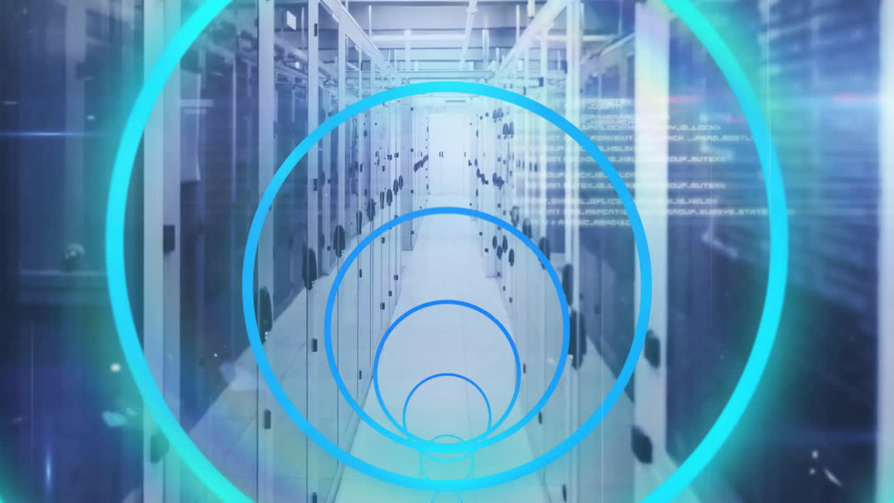 범위의 애니메이션과 컴퓨터 서버를 통한 데이터 처리