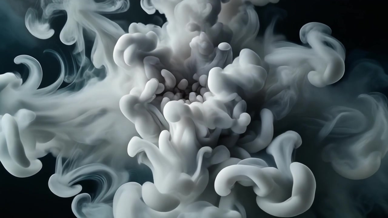 White Ink Swirling in Water Against a Dark Background