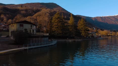 Aerial-View-Along-Shoreline-Of-Lake-Endine-In-Province-of-Bergamo