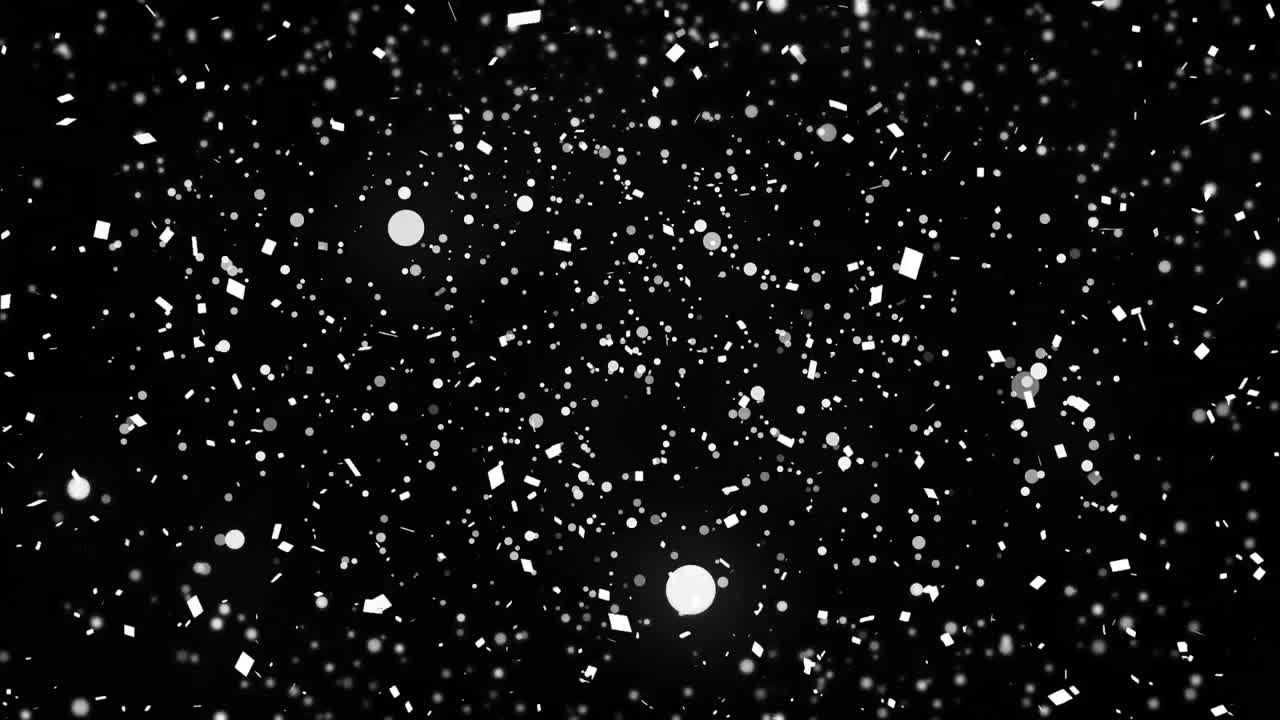animación de nieve y puntos cayendo sobre fondo negro