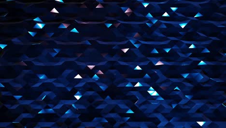 estilo oscuro abstracto bajo fondo poli en 4k. ondas abstractas se mueven en superficie metálica brillante en bucle. animación suave y sin costuras. simple geometría minimalista bg. color azul