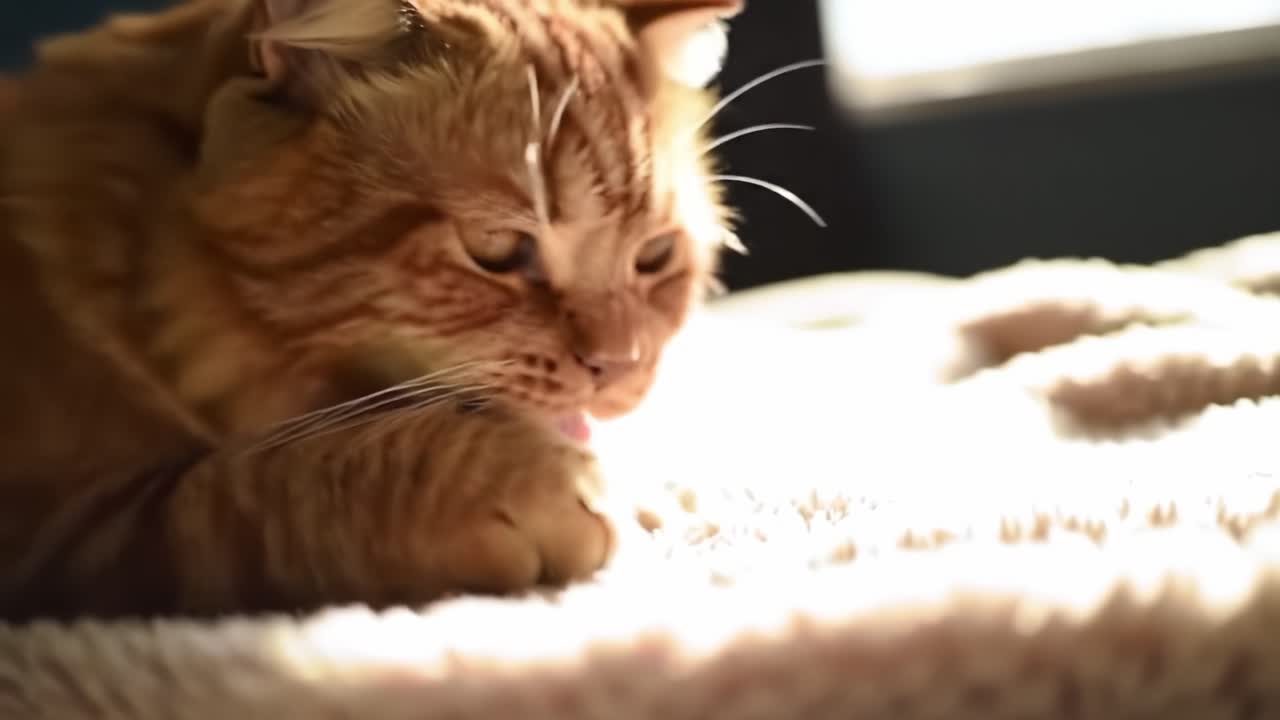 A Playful Ginger Cat Enjoys a Cozy Moment on Soft Blankets, Capturing the Warmth of Home in Its Inquisitive Expressions and Relaxed Poses