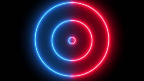 círculos futuristas de neón azul y rojo en expansión en movimiento