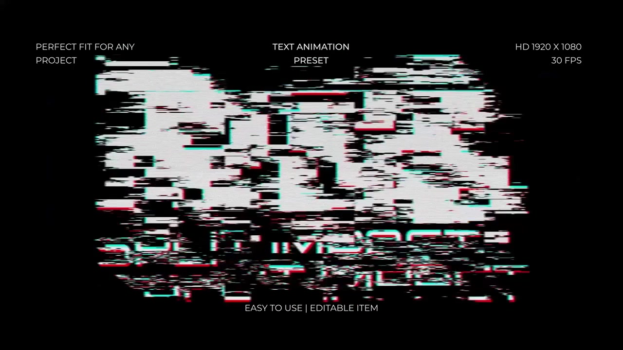 Digital Glitch Motion Graphics and Text Animation Pack