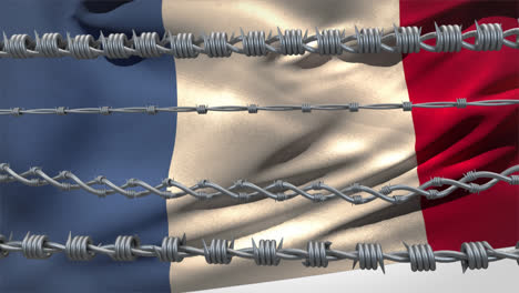 barbed wires against france flag