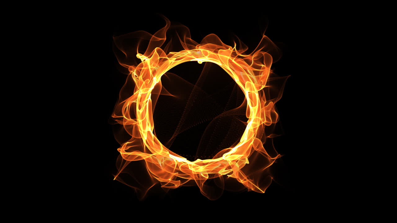 Dynamic Orange Flame Ring on Black Background