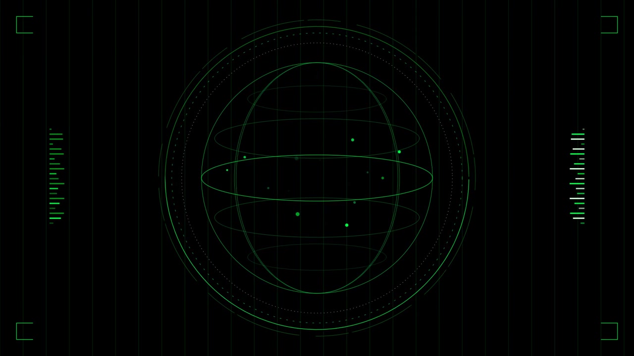 Interfaccia a Globo Olografico Digitale Verde con Punti Dati
