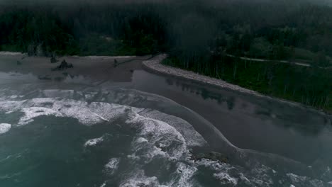 ruby beach, located on the southwest coast of the olympic peninsula - olympic national park. 
drone footage during twilight on a moody day.