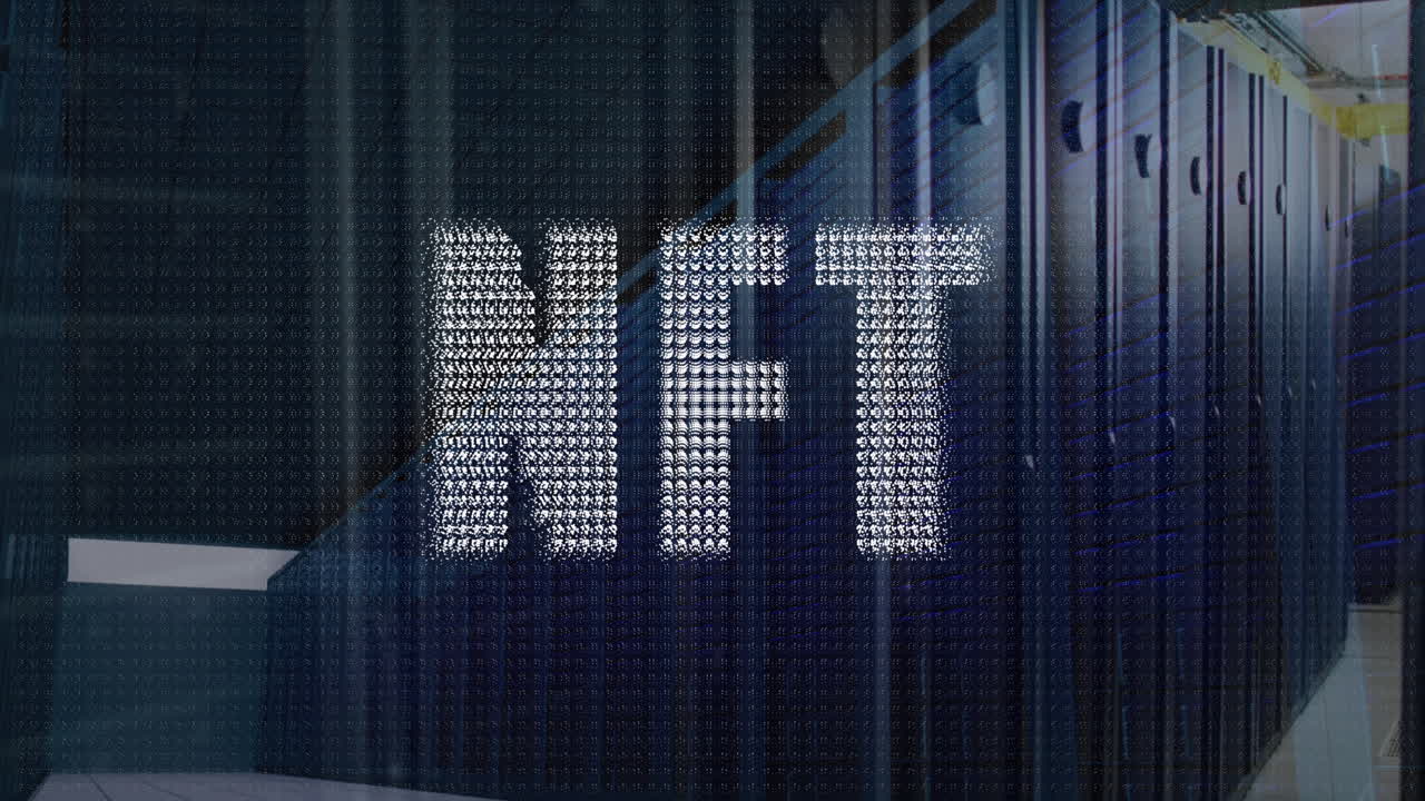 animación de texto nft, procesamiento de datos financieros a través de servidores informáticos