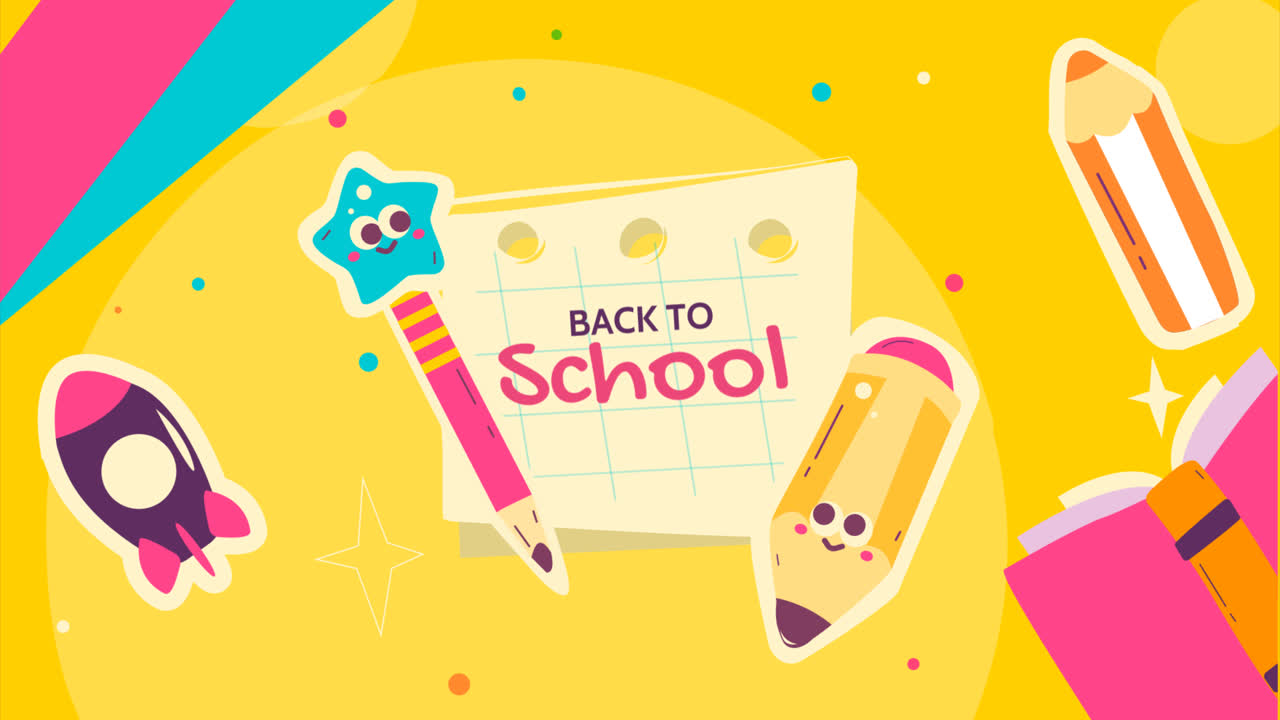 gráfico en movimiento de la colección de publicaciones planas de instagram para la temporada de regreso a la escuela