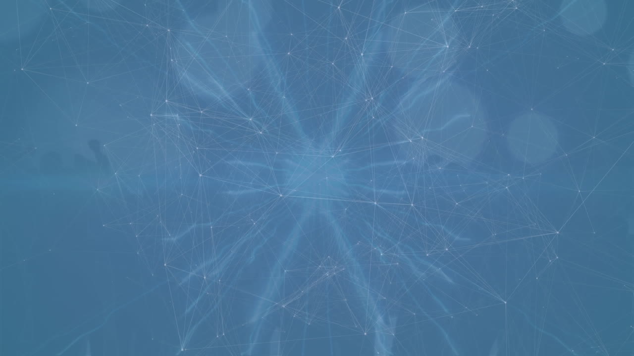 animación de una red de conexiones, puntos y líneas sobre fondo azul