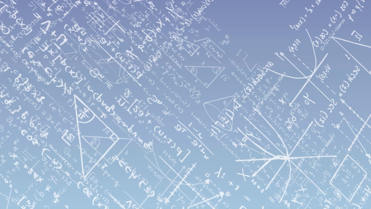 파란색 배경에 수학적 데이터 처리의 애니메이션