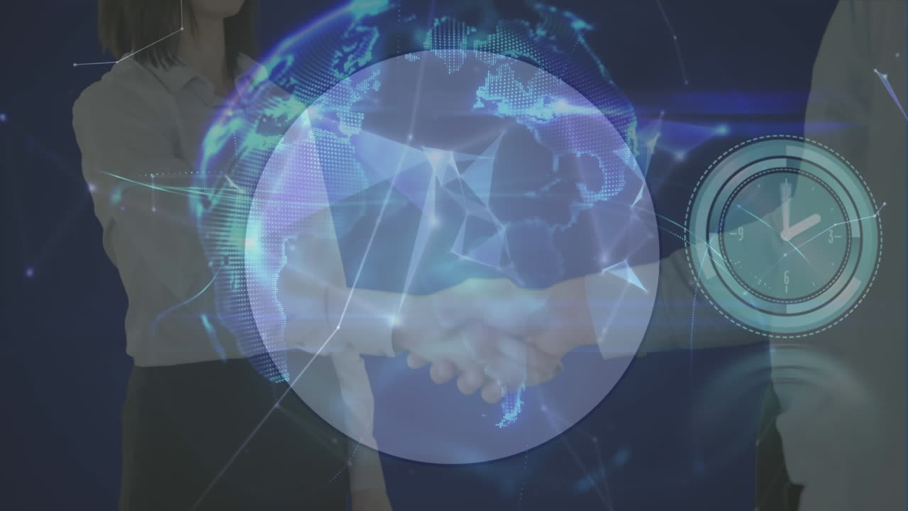 animación de la red de conexiones y el globo sobre el médico utilizando el teléfono inteligente