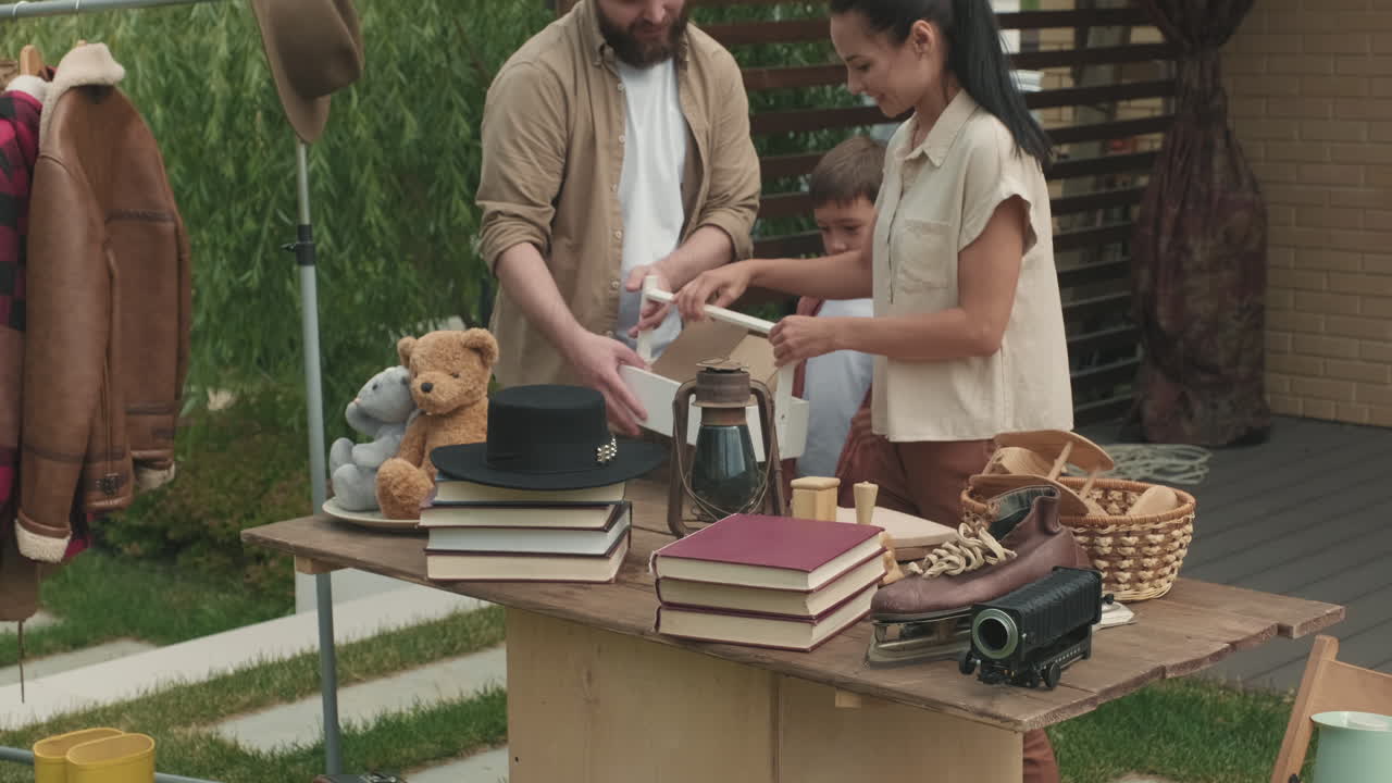 Family Organizing Garage Sale