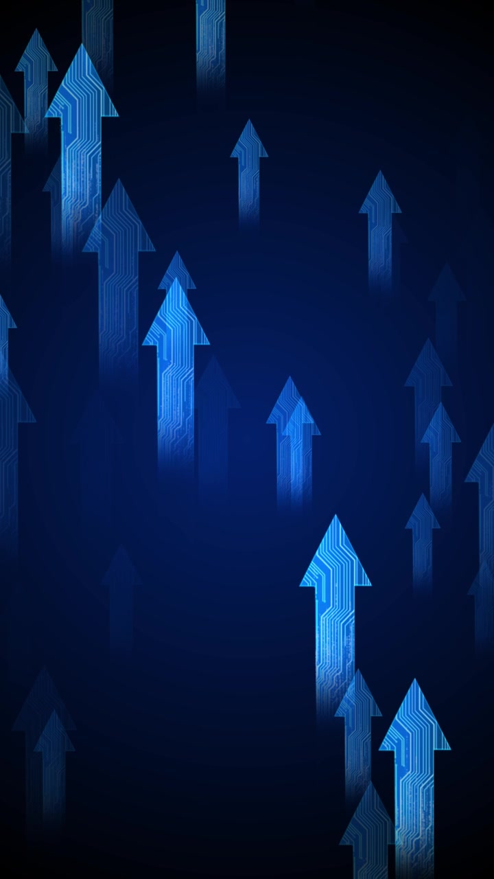 Digital growth arrows tech scene blue circuit textures upward movement business style market reports