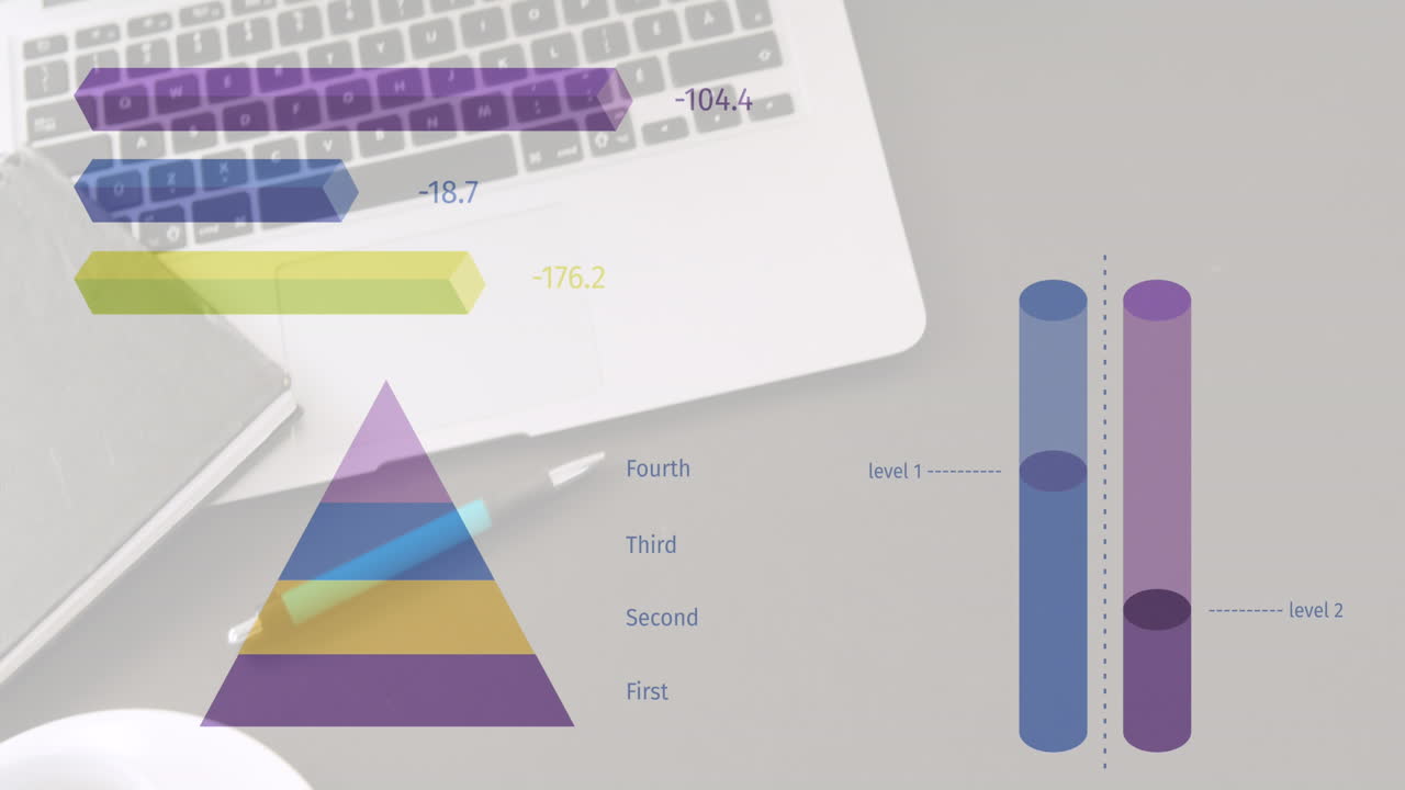 animación del procesamiento de datos financieros en una computadora portátil