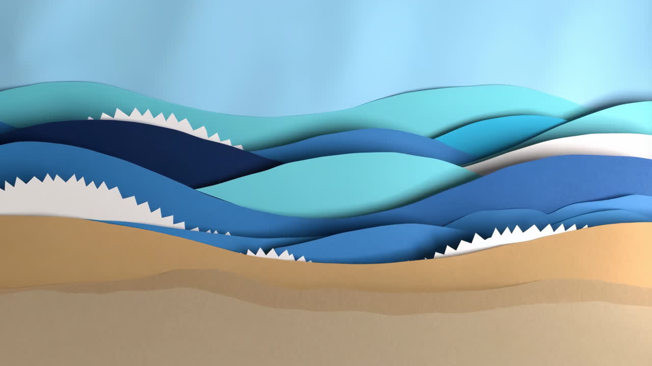 Paper Cut Beach Waves and Sand Landscape