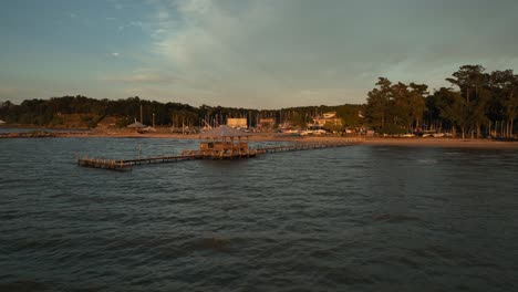 aerial view of sunset near the fairhope yacht club