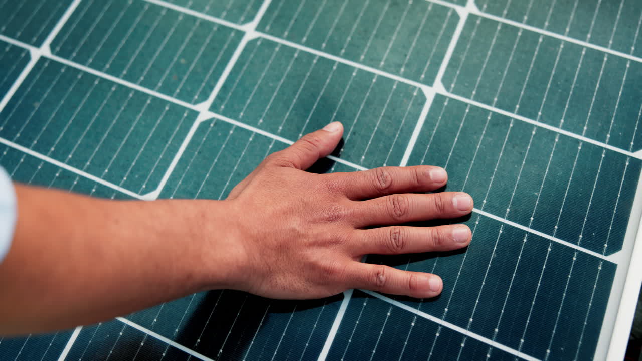 Hand on Solar Panel