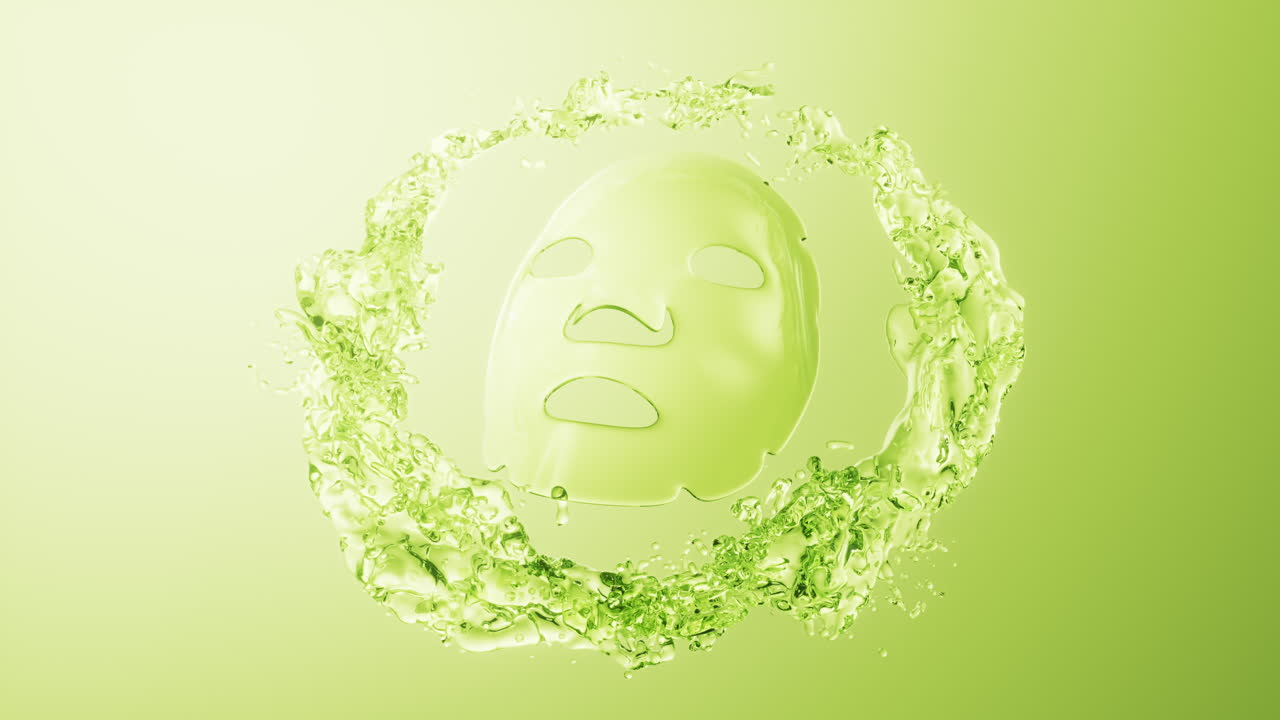 투명한 얼굴 마스크와 화장품 콘셉트, 3d 렌더링