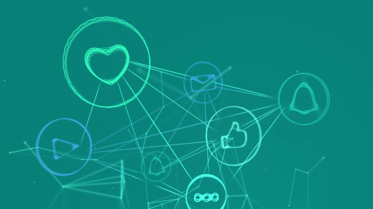 아이콘과 범위 스캐닝으로 연결 네트워크의 애니메이션