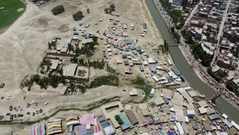 an aerial view of patchwork tarps