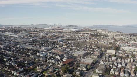 san francisco urban cityscape dolly up 4k aerial from the suburbs