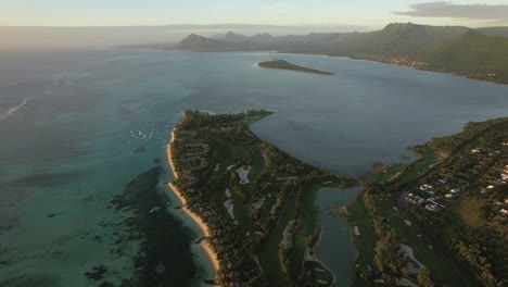 aerial view of le morne brabant peninsula mauritius